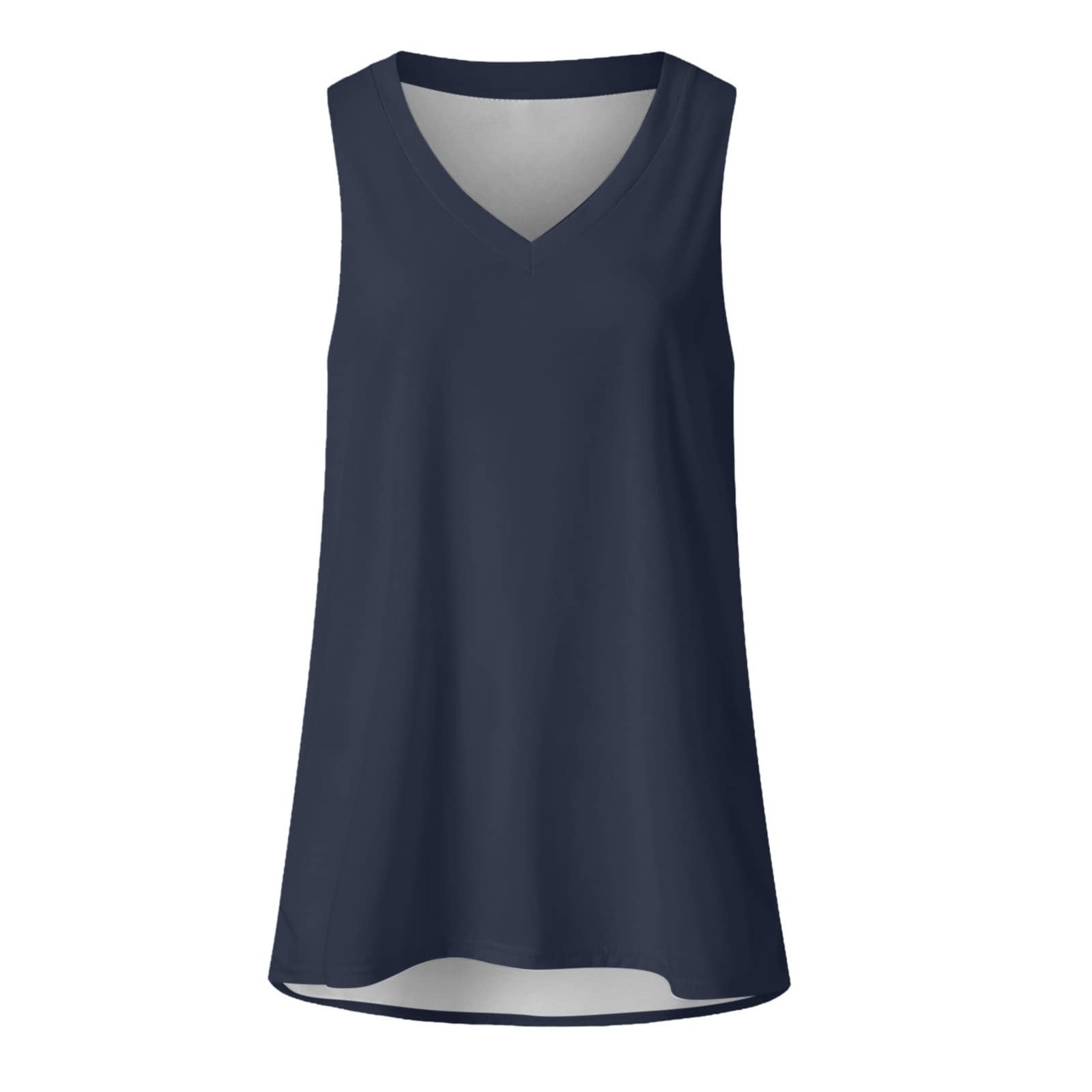 thumbnail image 4 of Camisa sin mangas con cuello en V para mujer para el verano: top informal oversize, poliéster/spandex, moda playera, tallas S-XXXXXL., 4 of 4